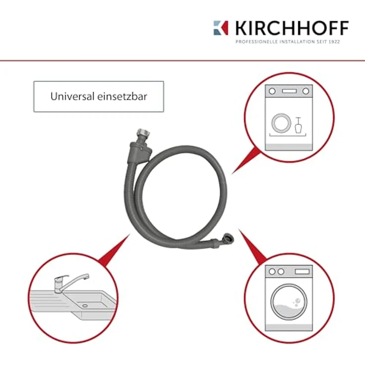 Kirchhoff Sicherheits-Zulaufschlauch 24,2 mm (3/4 Zoll IG) x 3 m, optimaler Schutz vor Wasserschäden für größere Distanzen – Bild 3