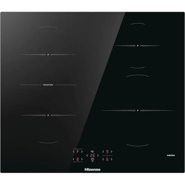 Hisense HI6421BSC, Induktionskochfeld 59,5 cm Schwarz, 4 Brenner mit Brückenfunktion und automatischer Topferkennung