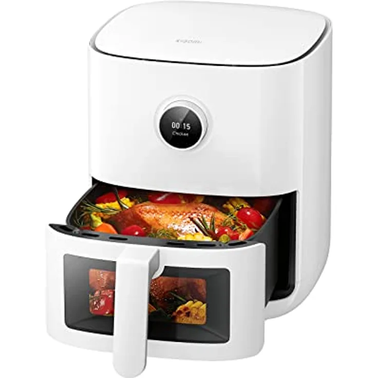 Xiaomi Smart Air Fryer Pro 4L Heißluftfritteuse mit OLED Display, Sichtfenster & optionaler iOS/Android App (1.600 W, 4 Liter, 40°-200°C, Timerfunktion, spülmaschinenfest, Google Assistant)