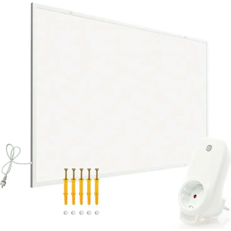 Wiltec Infrarotheizung 400 Watt inkl. WLAN-Thermostat, energieeffizienter Heizkörper mit WLAN Steuerung, weiß - Wandmontage Elektroheizung, Heizpaneel IR-Heizung