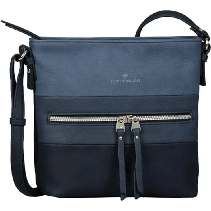 TOM TAILOR Umhängetasche Ellen, mittlere Tasche mit Color Blocking und hochglänzendem Reißverschluss, schwarz/mehrfarbig