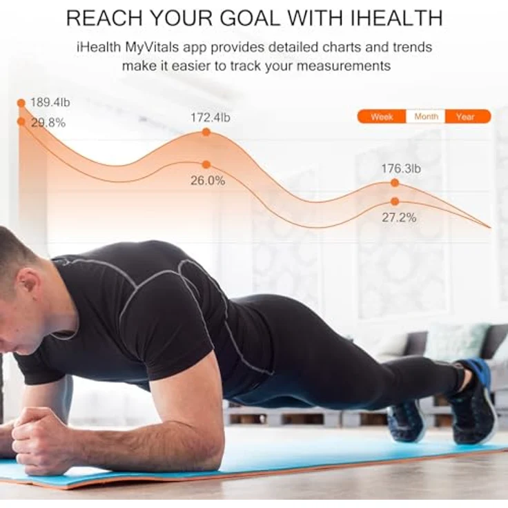 iHealth Nexus PRO Connected WellnessWaage für 12 Körpermetriken – Gewicht, Körperfett usw. – Intelligente Benutzererkennung nach Profil, personalisierte WellnessTrends und Ziele, max. 180 kg, Schwarz – Bild 4