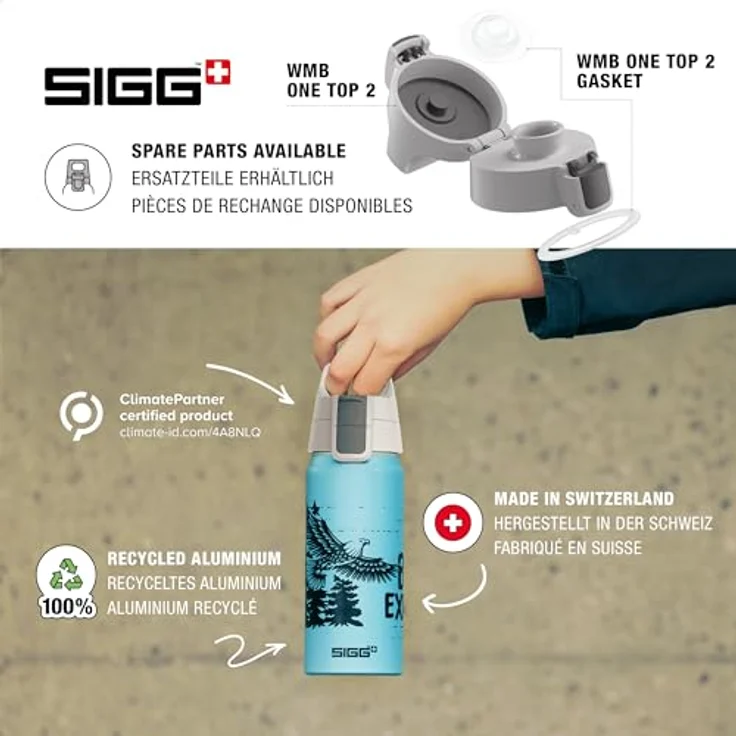 Sigg Trinkflasche, Aluminium, 0,6 L, Blau, auslaufsicher und kohlensäuregeeignet mit Batman-Motiv – Bild 4