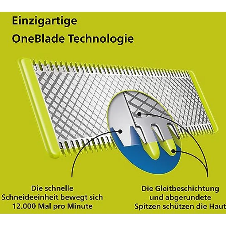 Philips OneBlade Face & Body - Elektrischer Bartschneider, Rasierer und Bodygroomer mit 3 Original-Klingen, 5-in-1 Trimmaufsatz & 2 Körperaufsätzen (Modell QP2824/30) – Bild 3
