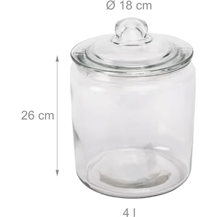 Relaxdays Vorratsglas mit Deckel, transparenter Vorratsbehälter für Lebensmittel – Bild 4