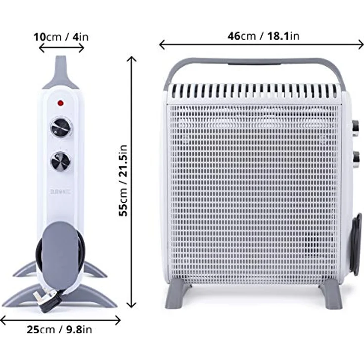 Duronic HV180 Elektroheizkörper 1800W Mica-Wärmewellen | Heizen in 1 Min auf | Energiesparende Heizung mit Thermostat | Tragegriff und Überhitzungsschutz | Ideal für Büro Zuhause Schlafzimmer – Bild 2