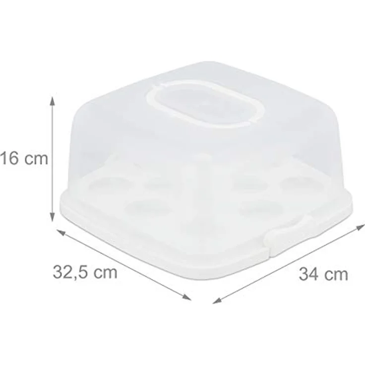 Relaxdays Kuchenbox, eckig, tragbar, Kuchen & Muffins, spülmaschinenfest, Partybutler, 16x34x32,5 cm, weiß/transparent – Bild 4