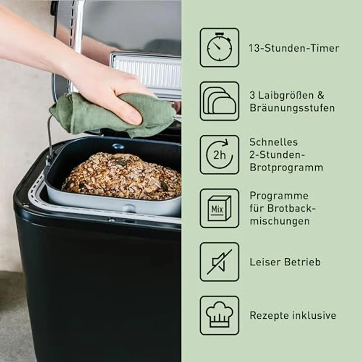 Panasonic SD-R2530 Brotbackautomat, 30 Programme, Timer, schwarz – Bild 4