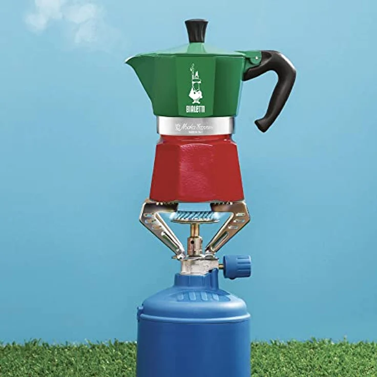Bialetti 5322 Espressokocher ''Moka Express'' in Aluminium, Grün-Rot, 30 x 20 x 15 cm – Bild 3