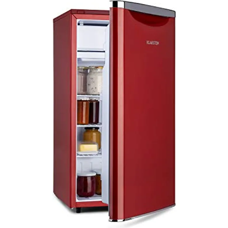 Klarstein Yummy - Kühlschrank mit Gefrierfach, 90L, 8L Gefrierfach, leise 41dB, rot