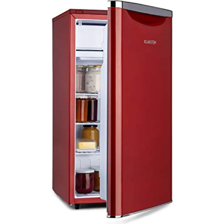 Klarstein Yummy - Kühlschrank mit Gefrierfach, 90L, 8L Gefrierfach, leise 41dB, rot – Bild 1