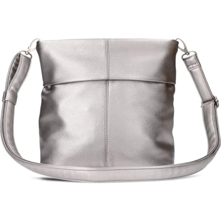 ZWEI Mademoiselle M8 Beuteltasche, Umhängetasche aus pflegeleichtem Kunstleder, Silber, 25 x 10 x 23 cm – Bild 5