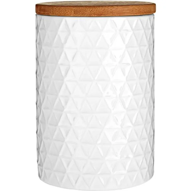 Dolomite weiß Tri Tee Kaffee Zucker Kanister Bambus Deckel Küche Lebensmittel Vorratsdose
