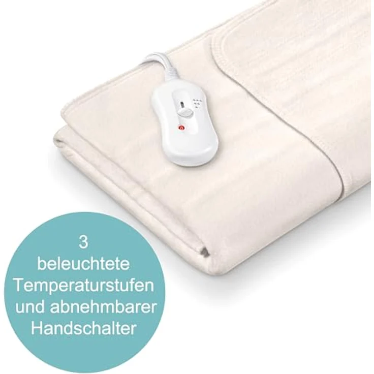 Sanitas SWB 20 Wärmeunterbett aus Vlies elektrische Heizdecke mit Sicherheitssystem und 3 Temperaturstufen einfache Fixierung auf Bett und Matratze Waschbar bei 30 150 x 80 cm – Bild 5