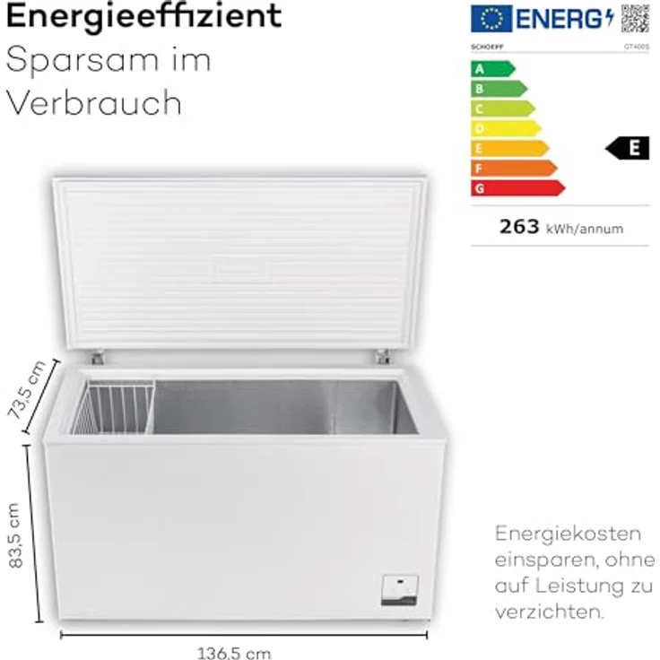 SCHOEPF GT400S Gefriertruhe / 400 Liter / Energieeffizient / Leise / Inverter-Technologie / Weiß – Bild 7