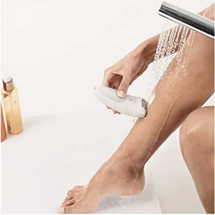 Braun Silk-épil 5 Epilierer Damen für Haarentfernung / Haarentferner, inkl. Bikinitrimmer, schwenkbarer Kopf, weiß/grau – Bild 5