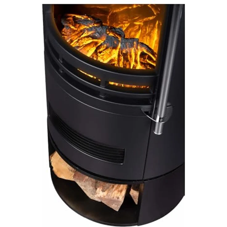 Eurom Orsa, Nordische Feuerstelle - 2000W Elektrokamin mit Flammeneffekt, Schwarz, 2 Leistungsstufen, Thermostat, Stehend – Bild 4