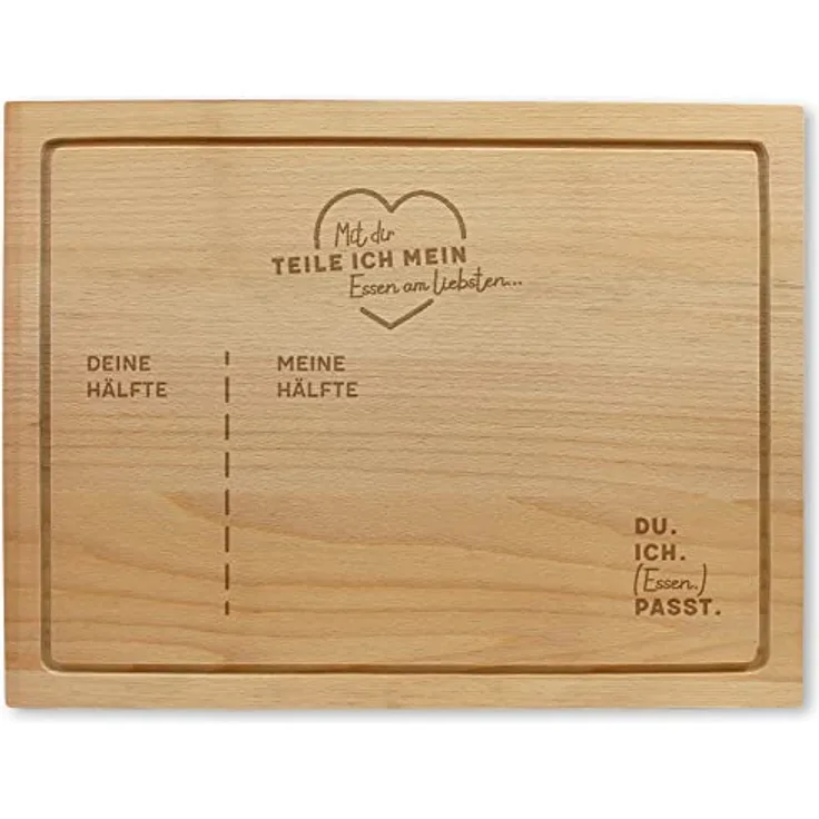Holzschneidebrett mit Gravur - Unsere Hälften, ca. 40 x 30 x 2 cm, Made in Austria, Nachhaltige Geschenkidee