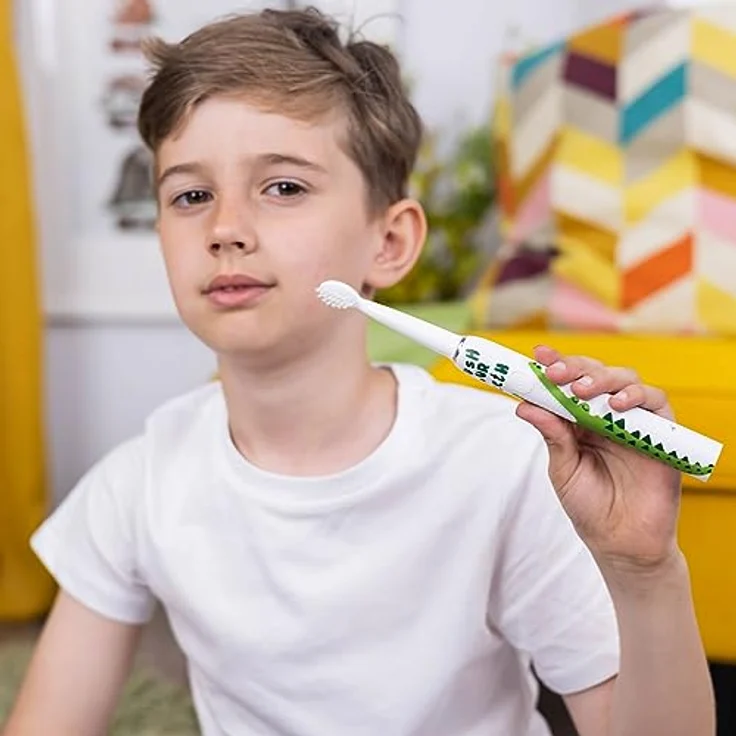 innoGIO Giosonic Crocodile Schallzahnbürste für Kinder, Durchsichtig, Unterhaltsames Design, Schutz vor Karies – Bild 6