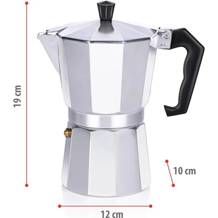 alpina Perkolator – Kaffeemaschine 270 ml – Espressokocher für 6 Tassen – Kaffeebereiter aus Aluminium für Gas, Halogen und Keramik – 320 g, Ø10 x 19 cm – Bild 2