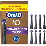 Oral-B iO Strahlendes Weiss, Aufsteckbürsten für elektrische Oral-B iO Zahnbürsten, Zahnaufhellung, Schwarz, 8 Stück