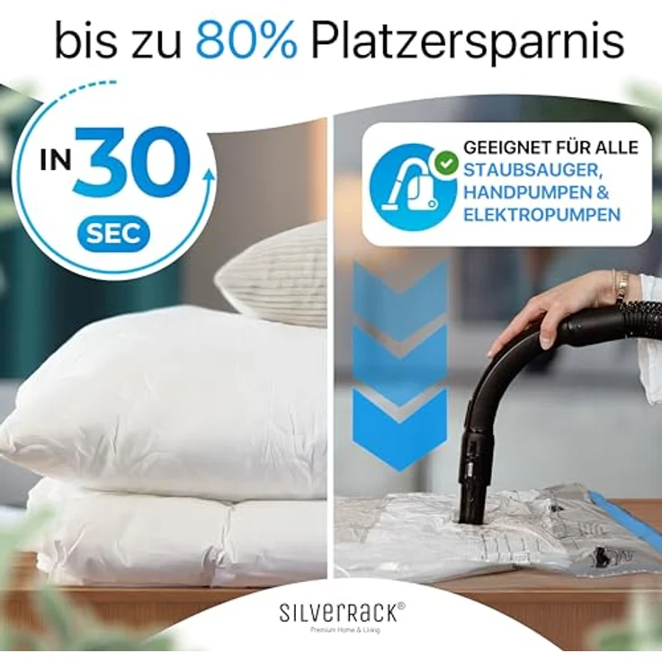 SilverRack Vakuumbeutel XXL für Bettdecken, 6er Set (90x130 cm) - milbensicher, hygienisch, BPA-frei, inkl. Etiketten für bessere Übersicht – Bild 2