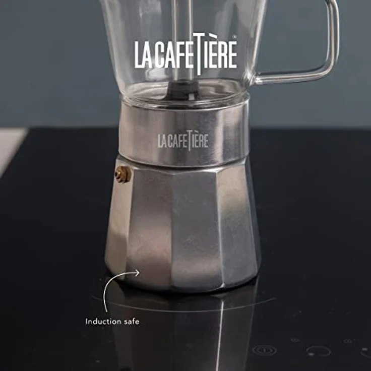 La Cafetière Espresso Maker, Espressokocher aus Aluminium, silber, für 6 Tassen, induktionstauglich, handwaschbar – Bild 3