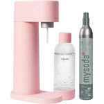 Mysoda Woody Wassersprudler aus erneuerbarem Holzkomposit Material mit Quick-Lock BPA-frei Plastikflasche und CO2-Zylinder - Pink