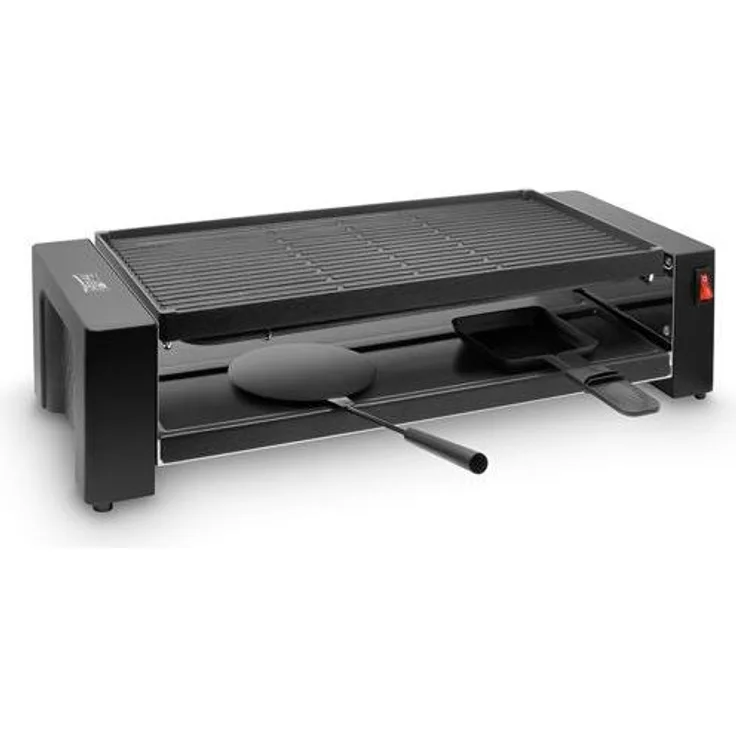 Fritel PIZZA RACLETTE GRILL RG3195, Racletteofen für bis zu 8 Personen mit 1200 Watt Leistung, Schwarz