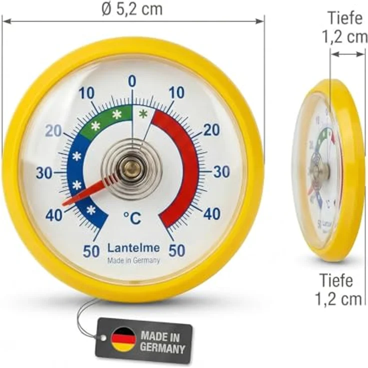 Lantelme Kühlschrankthermometer 3er Set, Selbstklebend mit Temperaturanzeige -50°C bis +50°C, robuster Kunststoff, Farbauswahl – Bild 6
