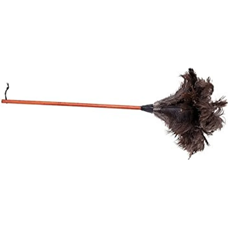 Bürstenhaus Redecker Staubwedel langer Straußenwedel, 90 cm, dunkler Griff, großer Federkopf, Straußenfedern, lackierter Holzkörper – Bild 2