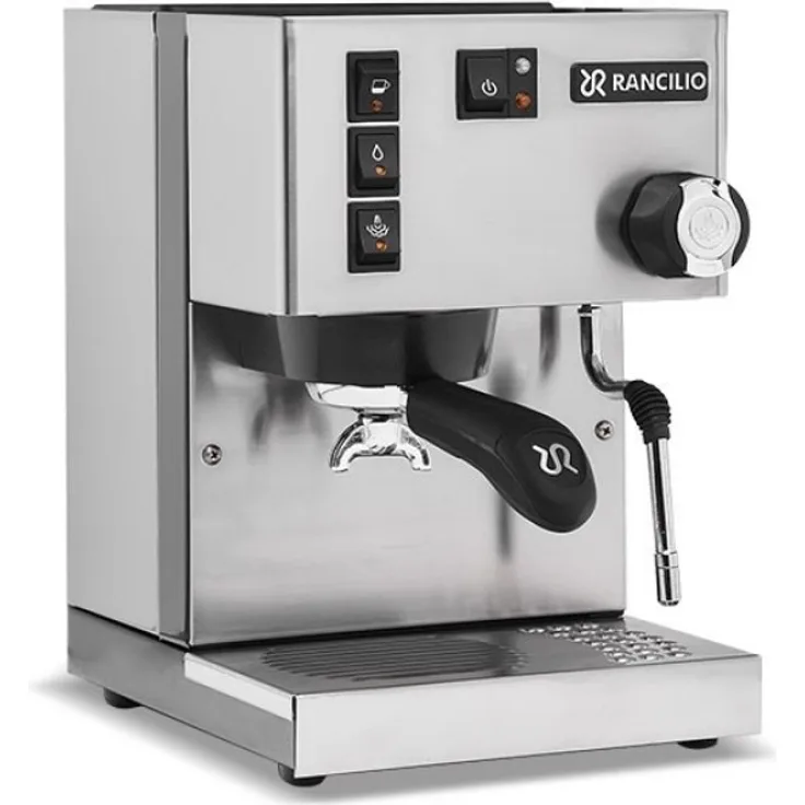 Rancilio Silvia E Silver Espressomaschine Siebträgermaschine, 2,5 l Wassertank, 1100 Watt