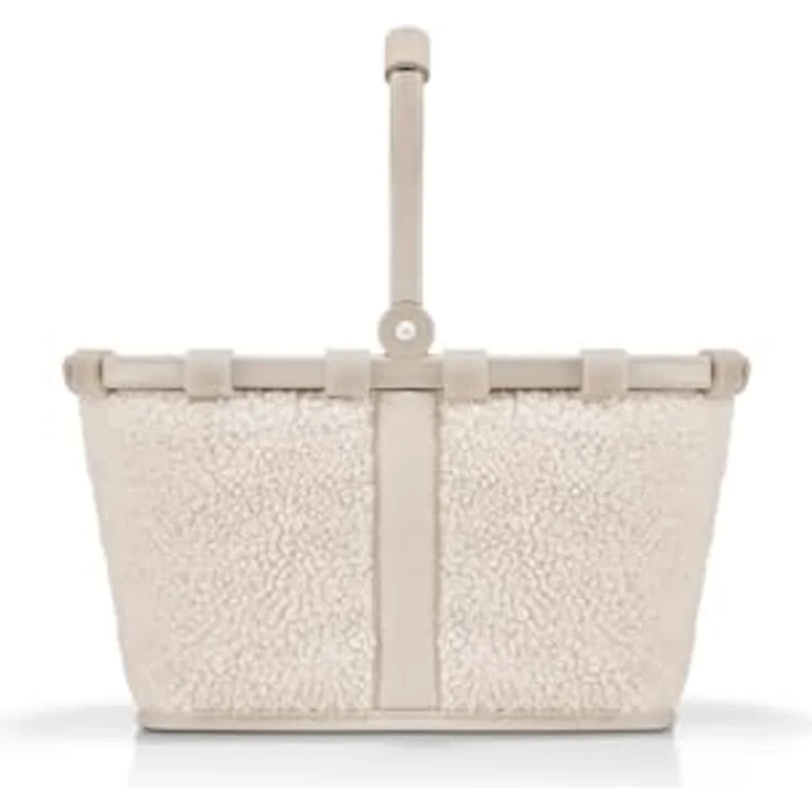 Reisenthel carrybag XS, Einkaufstasche in Weiß, stabiler Aluminiumrahmen, recyceltes Polyester im Teddy-Look, Special Edition, 33 x 19 x 21 cm