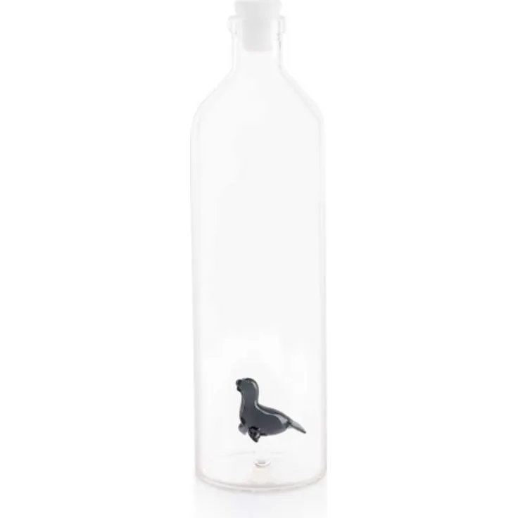 Balvi Trinkflasche 1Seal,2 Liter 30 cm Glas - Edelstahl transparent