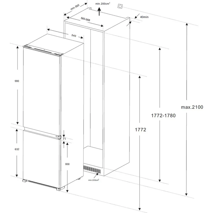 PKM WKG257.4NF EB Kühl-Gefrierkombination, Einbau, weiß, NoFrost, Breite 54 cm, Energieklasse E – Bild 10