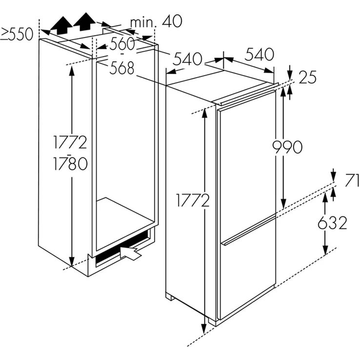 PKM WKG257.4NF EB Kühl-Gefrierkombination, Einbau, weiß, NoFrost, Breite 54 cm, Energieklasse E – Bild 9