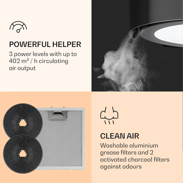 Klarstein Skyfall Smart Inselabzugshaube LED Edelstahl – Bild 5