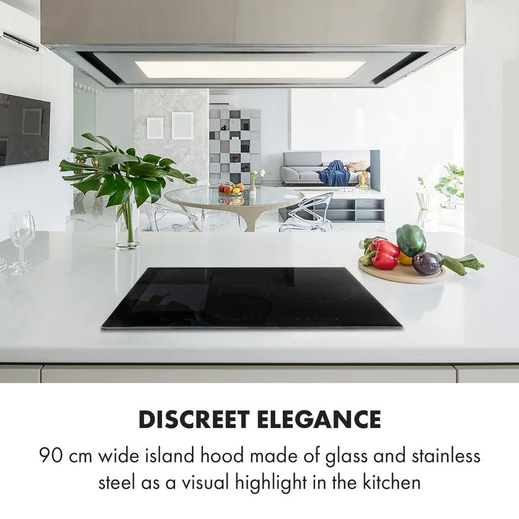Klarstein Remy Brilliant Edition Inselhaube 90cm EEK A LED Glas Edelstahl – Bild 3
