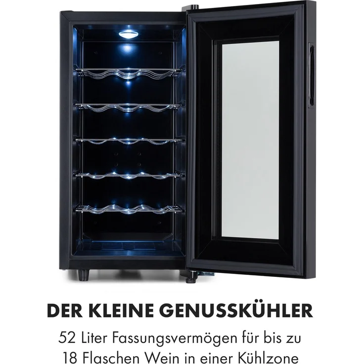 Klarstein Bellevin 18 Uno Weinkühlschrank, freistehend, schwarz, 18 Flaschen, Breite 35 cm – Bild 3