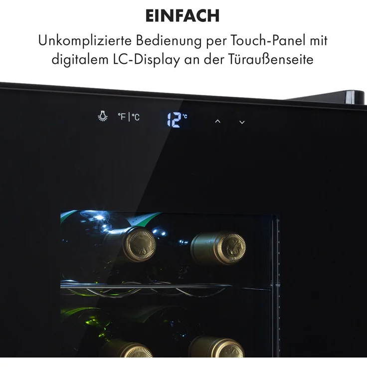 Klarstein Bellevin 18 Uno Weinkühlschrank, freistehend, schwarz, 18 Flaschen, Breite 35 cm – Bild 4