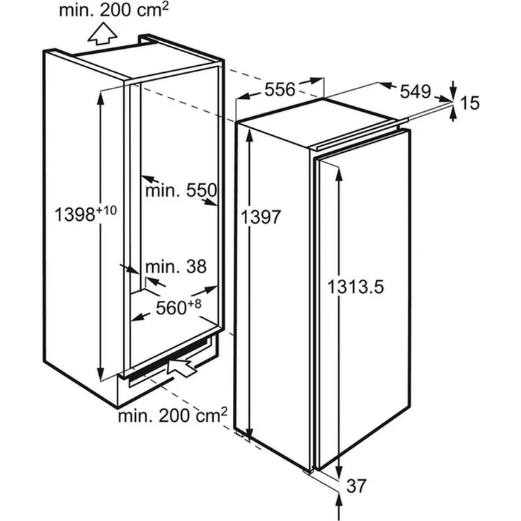 AEG SKE814D9ZC Kühlschrank, Einbau, weiß, 0-Grad-Zone, LED, Höhe 140 cm – Bild 4