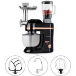 Klarstein Lucia Elegance Küchenmaschine, 1300W, 5 L Schüssel, 6 Geschwindigkeiten, inkl. Fleischwolf-aufsatz, Standmixer, schwarz