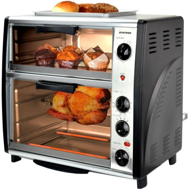 Syntrox Germany 42 Liter Edelstahl Doppel-Backofen mit BBQ und Drehspieß – Bild 2