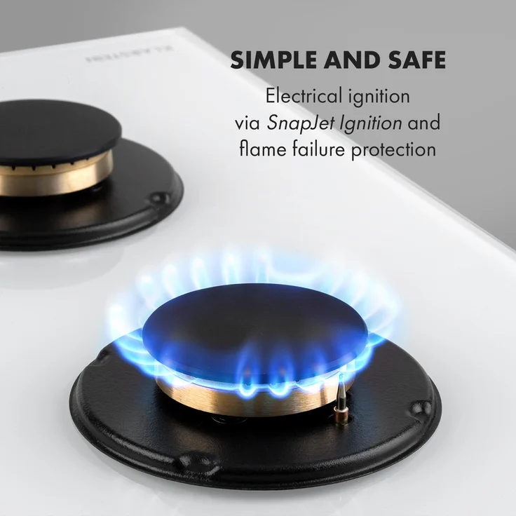 Klarstein Goldflame 4 Gaskochfeld 4-flammig Messing-Brenner Glaskeramik – Bild 5