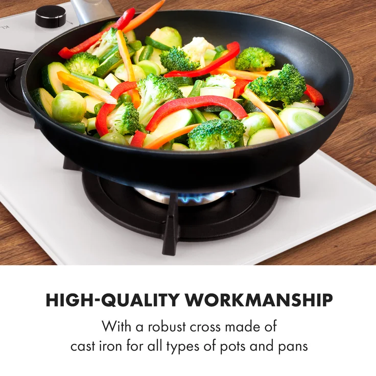 Klarstein Goldflame Domino Gaskochfeld 2-flammig Messing-Brenner Glaskeramik – Bild 7