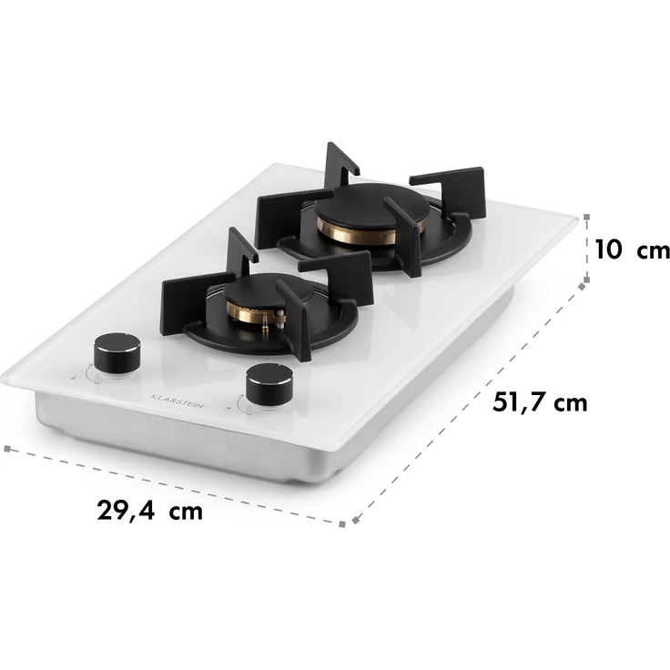 Klarstein Goldflame Domino Gaskochfeld 2-flammig Messing-Brenner Glaskeramik – Bild 10