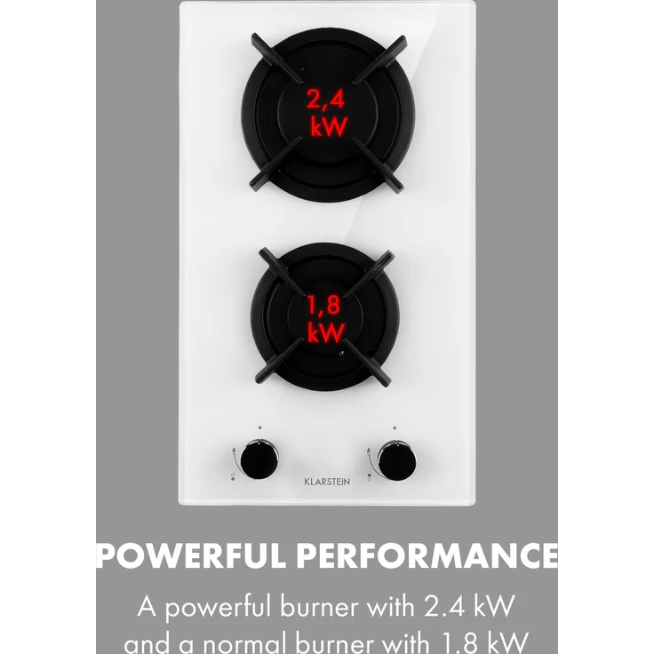 Klarstein Goldflame Domino Gaskochfeld 2-flammig Messing-Brenner Glaskeramik – Bild 6