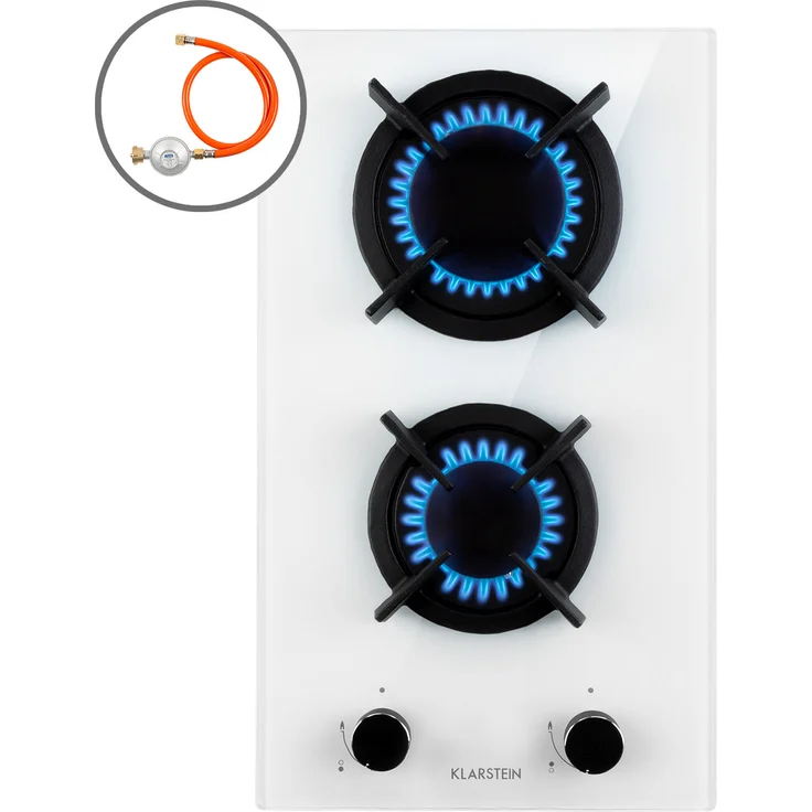 Klarstein Goldflame Domino Gaskochfeld 2-flammig Messing-Brenner Glaskeramik – Bild 1