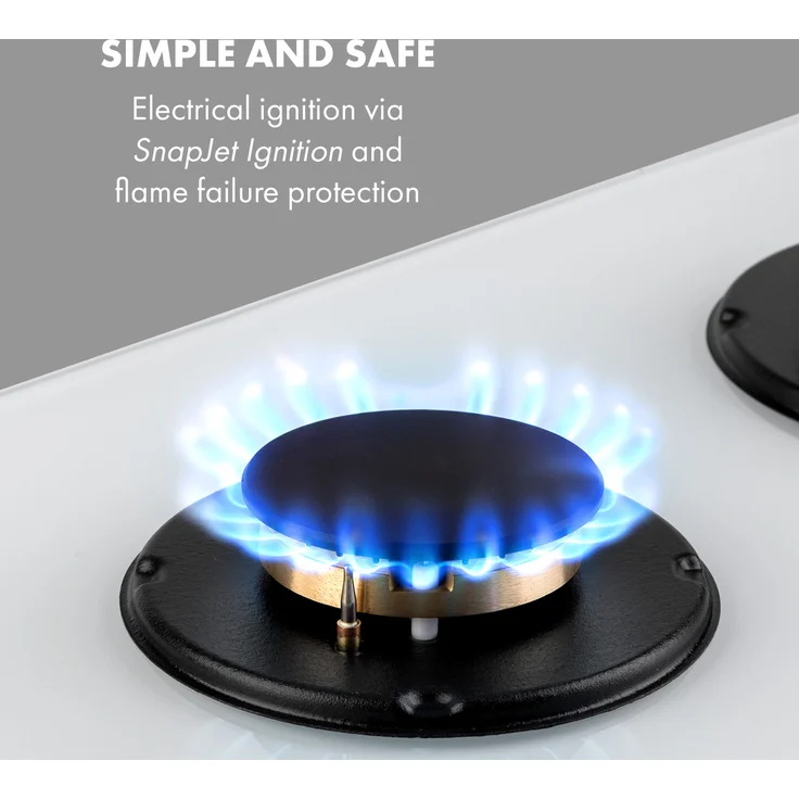 Klarstein Goldflame Domino Gaskochfeld 2-flammig Messing-Brenner Glaskeramik – Bild 5