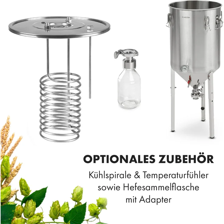 Klarstein Gärkeller Pro XL Maischekessel, Fermentierkessel, Bier brauen, 60 Liter Fassungsvermögen, Hefeablassventil, 304-Edelstahl, silber – Bild 9